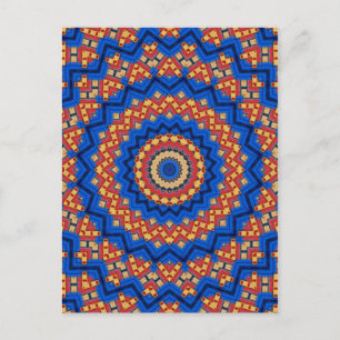 Mandala orange blau postkarte