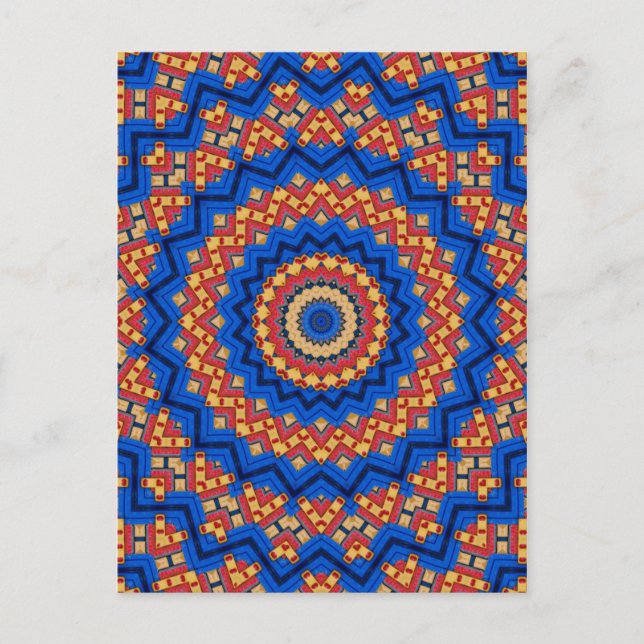 Mandala orange blau postkarte (Vorderseite)