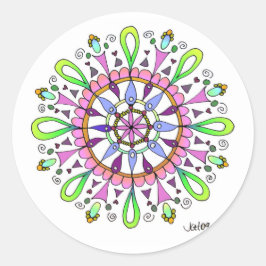 Mandala Original Zeichnend mit digitaler Farbgebun Runder Aufkleber