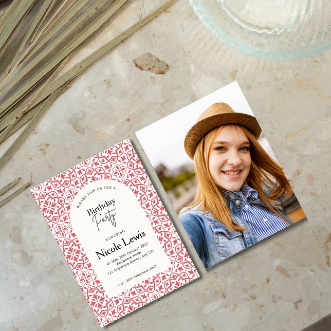 Mandala Ornament & Arabisches Muster Crimson Einladung (Von Creator hochgeladen)