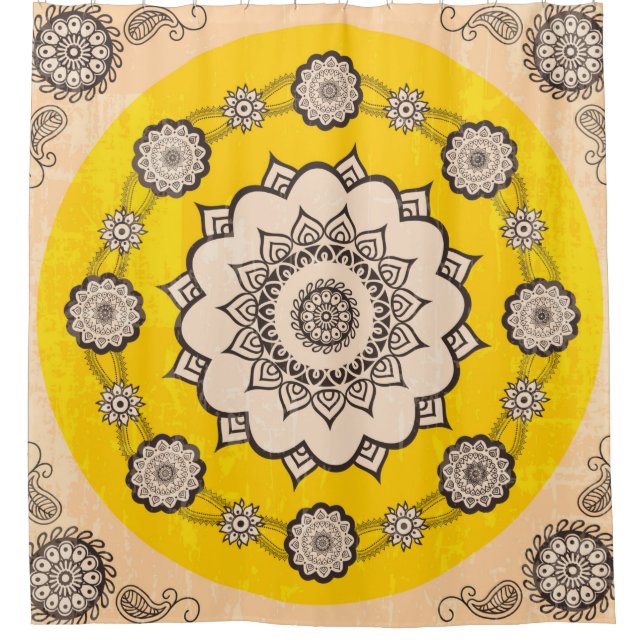 Mandala-Ornamentaldesign, ethnischer Stil Duschvorhang (Vorderseite)