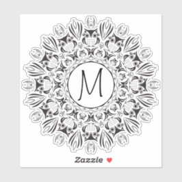 Mandala Owl Clear Round Monogram Aufkleber