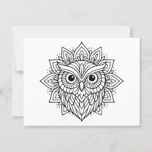 Mandala Owl Head Line Art Postkarte