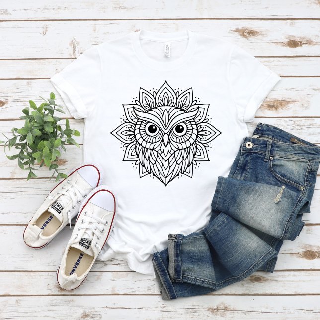 Mandala Owl Head Line Art T-Shirt (Von Creator hochgeladen)