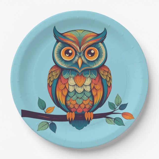 Mandala Owl Pappteller (Vorderseite)