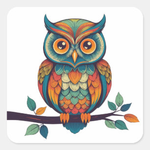 Mandala Owl Quadratischer Aufkleber