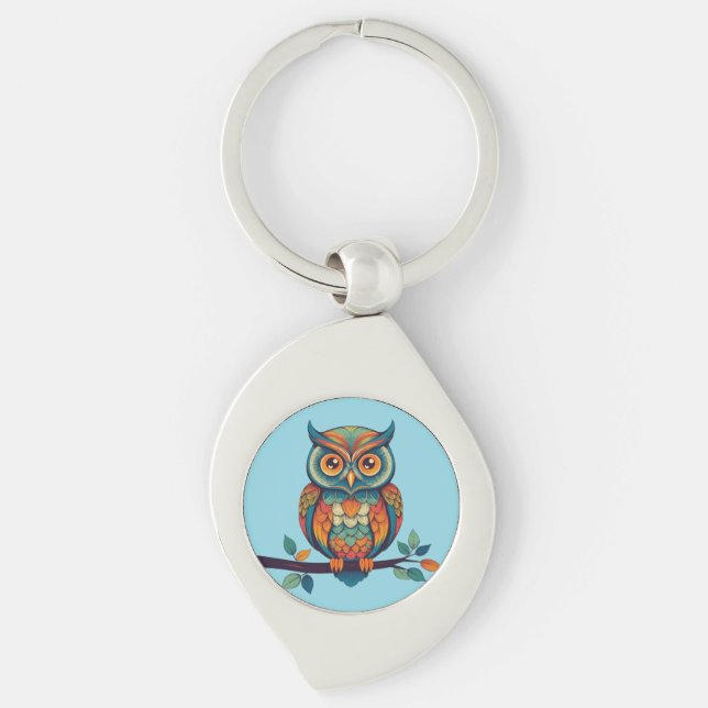 Mandala Owl Schlüsselanhänger (Vorderseite)