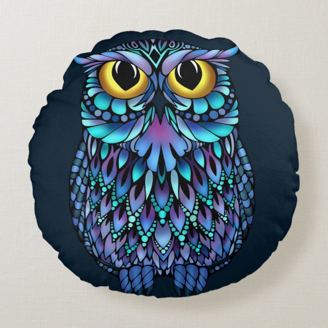 Mandala Owl Throw Kissen (Vorderseite)