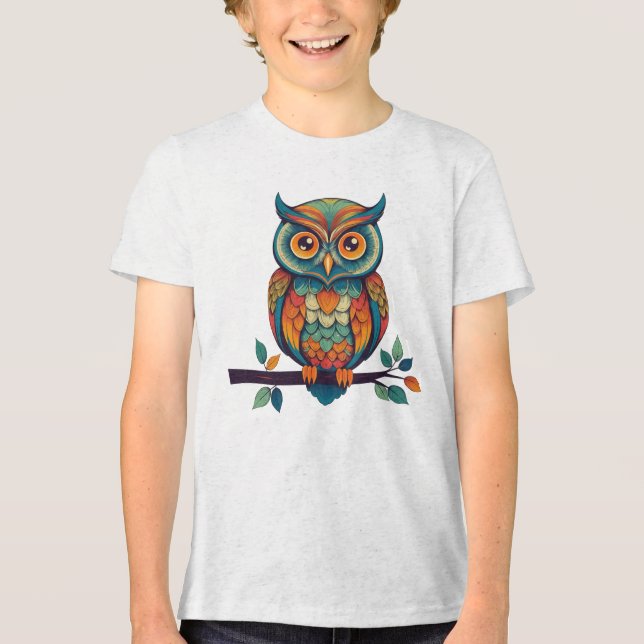 Mandala Owl Tri-Blend Shirt (Vorderseite)