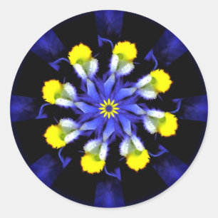 Mandala Pansy Blue & Yellow Stickers