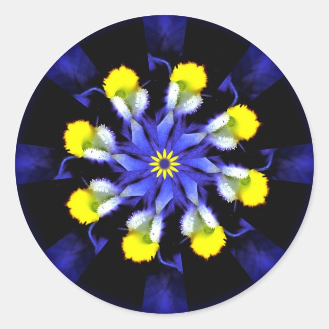 Mandala Pansy Blue & Yellow Stickers (Vorderseite)