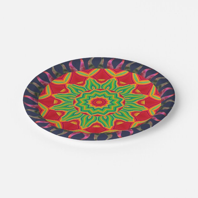 Mandala Papierplatte Pappteller (Schrägansicht)