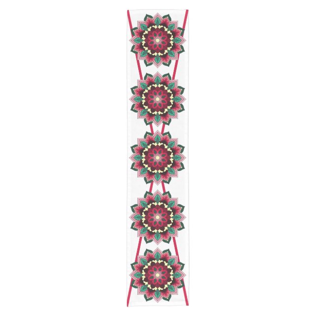 Mandala Pattern 02 in deep pink Short Table Runner Kurzer Tischläufer (Vorderseite)