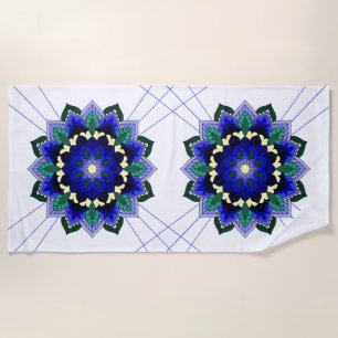 Mandala Pattern 02 in dunkelblau Strandtuch