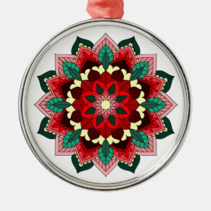 Mandala Pattern 02 in red Metal Ornament Aus Metall