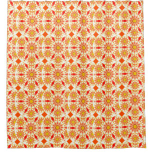Mandala pattern, brick red, rust, gold duschvorhang