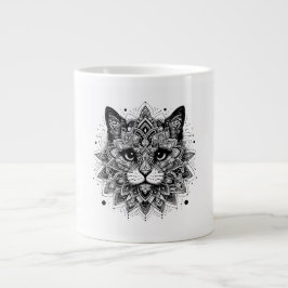 Mandala Pattern Cat Design Jumbo-Tasse