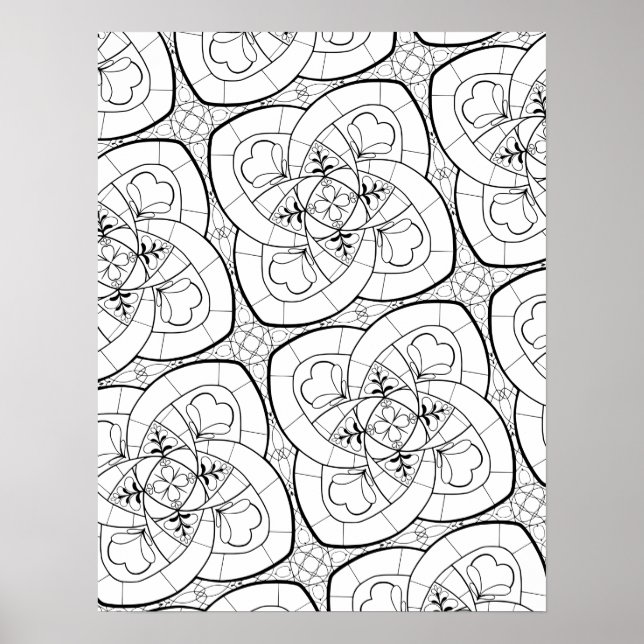 Mandala Pattern Coloring Poster (Vorne)
