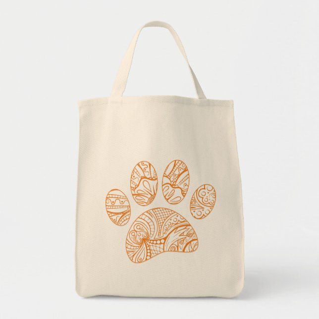 Mandala Pattern Dog Paw Print Tragetasche (Vorne)