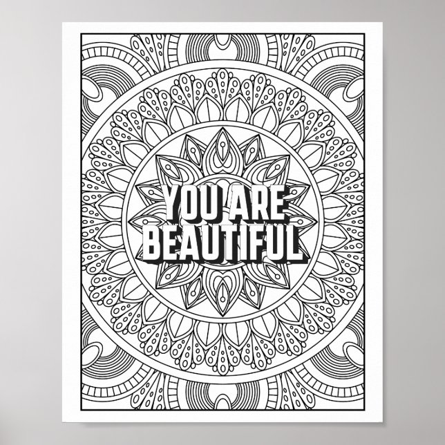 Mandala Pattern Färben Seite ACHTUNG Zitat Poster (Vorne)