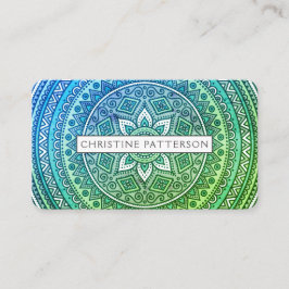 Mandala Pattern Green Blue Yoga Meditation Visitenkarte
