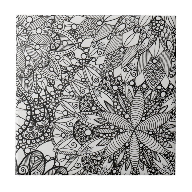 Mandala Pattern Lineart Keramik Tile Fliese (Vorderseite)