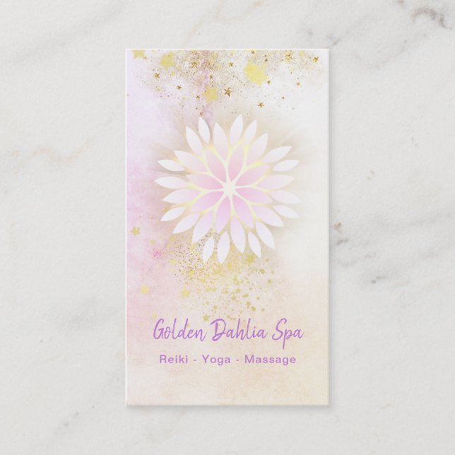 *~* Mandala Peach Dahlia Pastel Lavender AP2 Visitenkarte (Vorderseite)