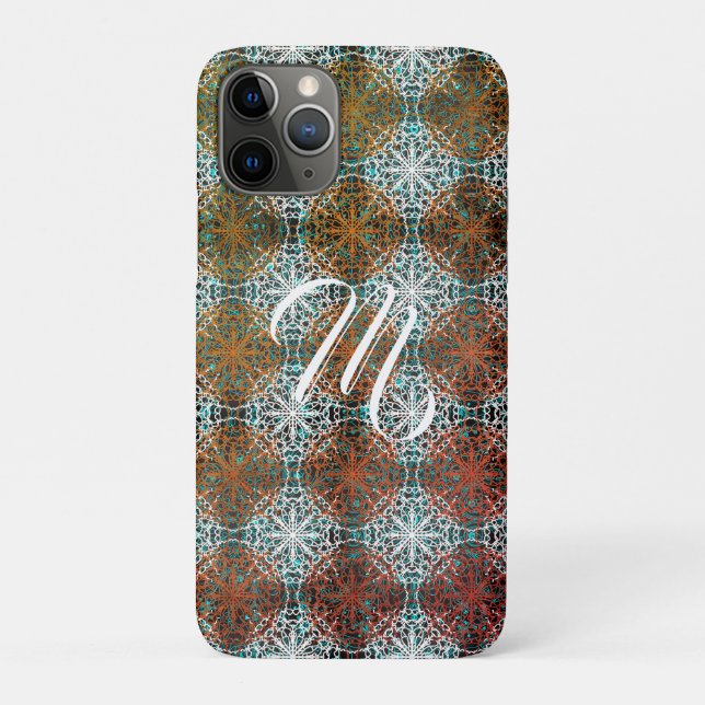 Mandala Peacock Boho Inspiration Monogram Case-Mate iPhone Hülle (Rückseite)