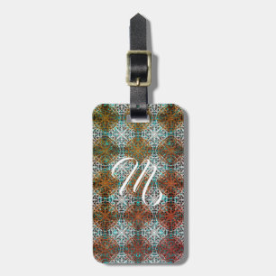 Mandala Peacock Boho Inspiration Monogramm Gepäckanhänger