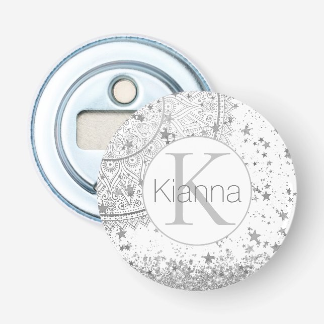 Mandala Pesonalized Stars Monogramm verzaubern Flaschenöffner (Vorderseite)