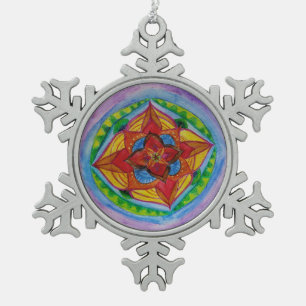 Mandala Pewter Snowflake Decoration Schneeflocken Zinn-Ornament
