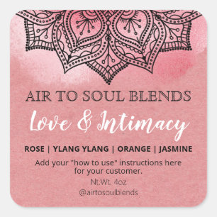 Mandala Pink Liebe & Intimität Blend Labels Quadratischer Aufkleber
