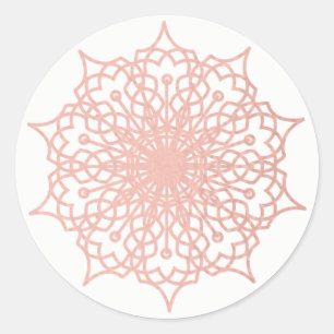 Mandala Pink Rose Gold Blush Runder Aufkleber