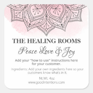 Mandala Pink Watercolor Naturtherapeutische Labels Quadratischer Aufkleber