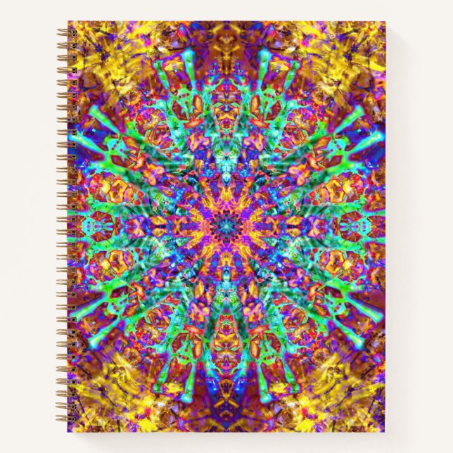 Mandala Psychedelic Trippy Hippie Color Splash Notizbuch (Vorderseite)