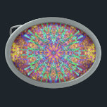 Mandala Psychedelic Trippy Hippie Color Splash Ovale Gürtelschnalle<br><div class="desc">Eine Mandala (Sanskrit für "Kreis") ist eine künstlerische Darstellung höheren Denkens und tieferer Bedeutung,  gegeben als geometrisches Symbol,  das in spiritueller,  emotionaler oder psychologischer Arbeit benutzt wird,  um die Aufmerksamkeit zu fokussieren</div>