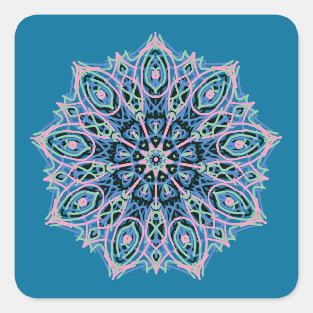 Mandala. Quadratischer Aufkleber (Vorderseite)