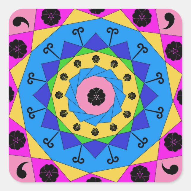 Mandala Quadratischer Aufkleber (Vorderseite)