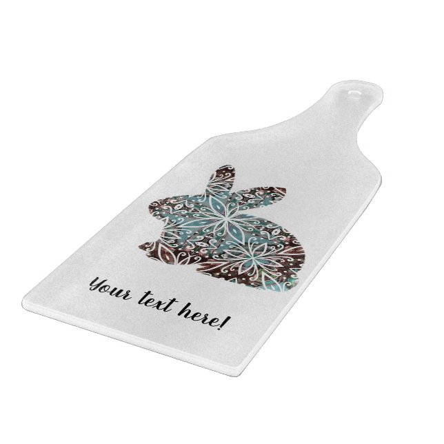 Mandala Rabbit Chocolate and Blues Cutting Board Schneidebrett (Ecke)