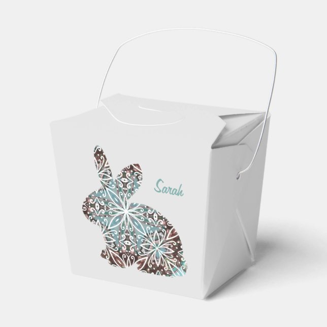 Mandala Rabbit Chocolate and Blues Gift Favor Box Geschenkschachtel (Vorderseite)