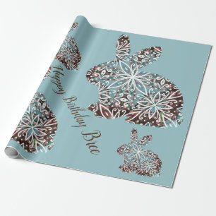 Mandala Rabbit Chocolate und Blues Custom Wrapping Geschenkpapier