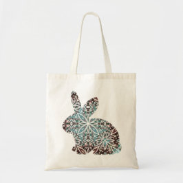 Mandala Rabbit Chocolate und Blues Tragetasche