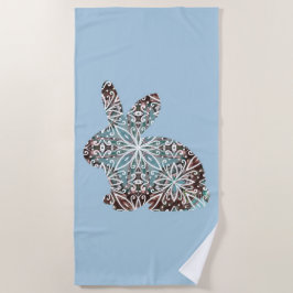 Mandala Rabbit Schokolade und Blues Beach Towel Strandtuch