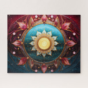 Mandala Red Aquamarin Blue Gold Puzzle