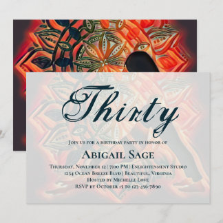 Mandala Red, Black, Brown Yoga Meditation Geburtst Einladung
