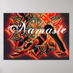 Mandala Red, Black, Brown Yoga Meditation Namaste Poster