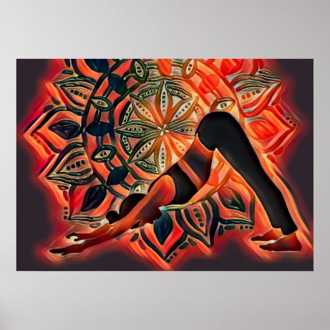 Mandala Red, Black, Brown Yoga Meditation Poster (Vorne)