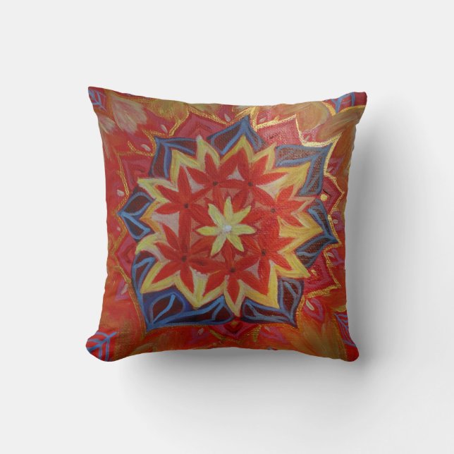 Mandala Red Floral Cushion Kissen (Vorderseite)