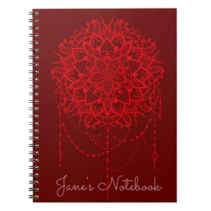 Mandala Red Maroon Indian Notizblock