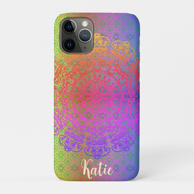 Mandala Regenbogenfarben Case-Mate iPhone Hülle (Rückseite)